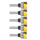 5pc 1/4" Shank Top Bearing Flush Trim Router Bit Woodworking Milling Cutter