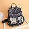 Multifunction Anti-Theft Backpack Oxford Print Lady Shoulder Bag (Elephant)