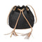 Straw Tassel Bucket Sling Shoulder Bags Women Messenger Handbags (Black)