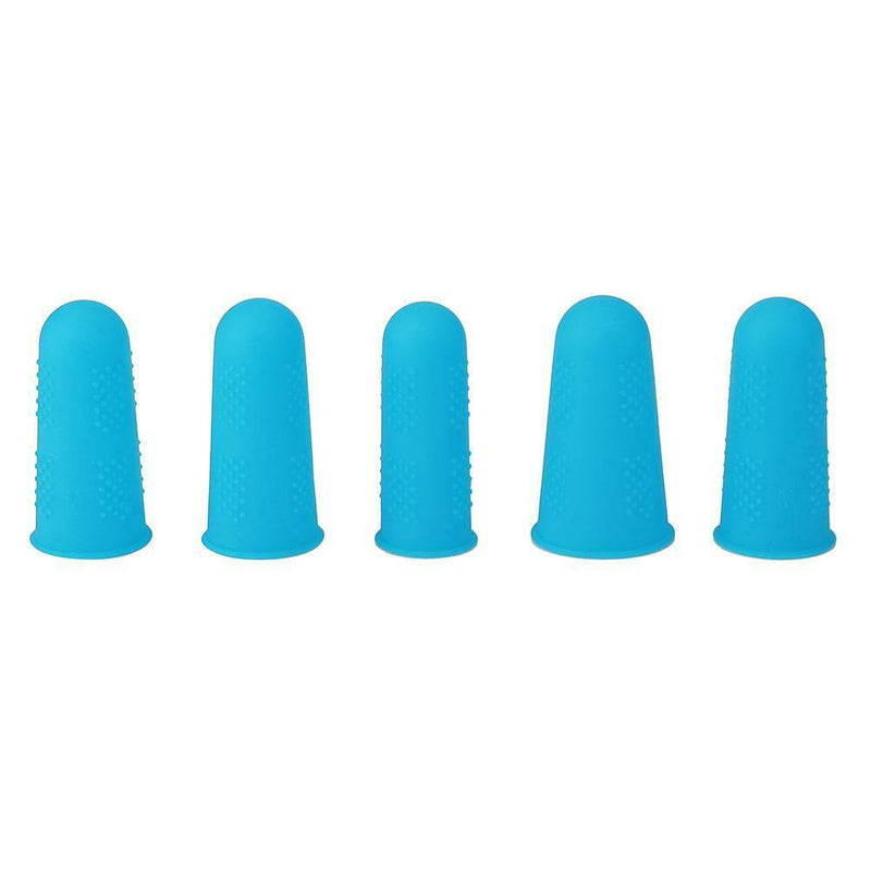 Anti-slip Hot Glue Gun Finger Caps Silicone Finger Cover Sleeve (Blue 5pcs)