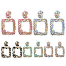 Statement Earrings For Women Large Square Crystal Big Earrings Rhinestone D