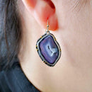 Purple crystal Dangle Large Drop Earrings Hook Moonstone Women Fashion Jewelry