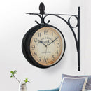 Garden Wall Station Clock Ornament Double Sided Bracket Swivels Clock