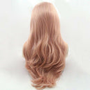 Fashion Pink Wig Glueless Long Natural Wavy Middle Part Synthetic Wigs For