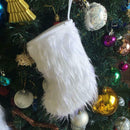 Christmas Stocking White Fluffy Plush Socks Candy Gift Bag Xmas Tree Decor