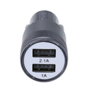 Metal Dual USB 2.1A Car Cigarette Lighter Adapter Charger(Gray+Black) A