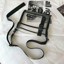 Transparent PVC Shoulder Messenger Bag Unisex Casual Crossbody Bags (Black)