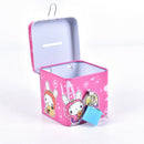 Cute Square Modeling Iron Piggy Bank Money Saving Box Kids Coin Deposit Box