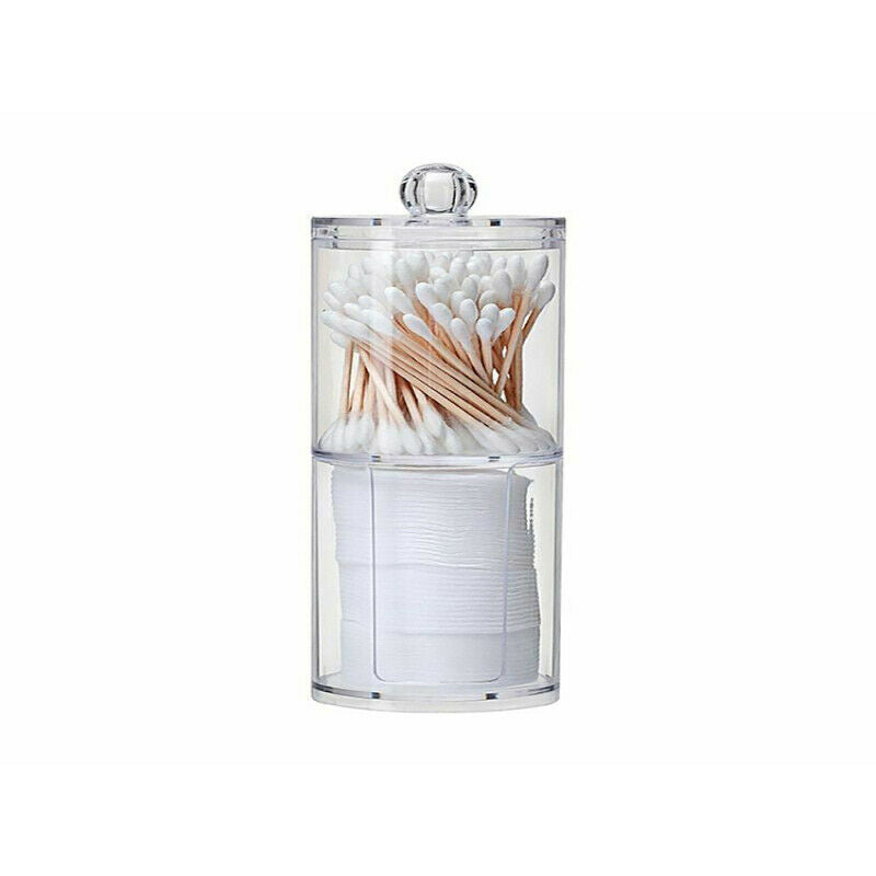 Acrylic Transparent Box Makeup Cotton Pad Round Container Storage Holder Case