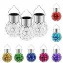 3 Pcs LED Solar Power Glass Ball Crystal Hanging Color Changing Light Decor