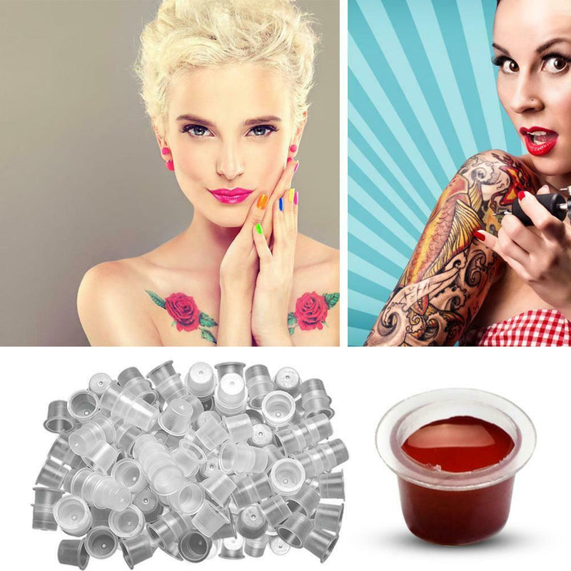 1000pcs Plastic Disposable Tattoo Ink Cap Mix Size Pigment Holder Container A