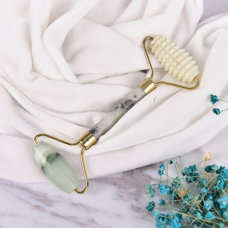 1xNatural Jade Stone Face Massager Roller Spa Head Neck Facial Beauty Tool  Kw