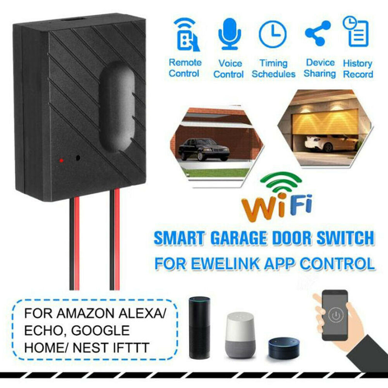 WiFi Smart Garage Door Opener Controller Remote for Amazon Alexa (Black)
