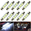 10X White T6 29mm 3-LED 5050 SMD Bulb For Car Sun Visor Vanity Mirror Fuse Light