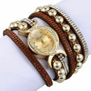 Duoya Luxury Brand Women Rhinestone Leather Wrist Ladies Quartz-Watch Casua