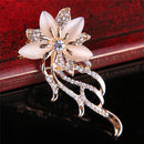 Opal Flower Brooch Rhinestone Crystal Brooch Pin Wedding Party Women's JewelryOZ