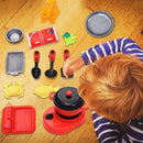16pcs Cooking Pretend Play Toys Simulator Kitchen Fish Food Pots Pans Cookware