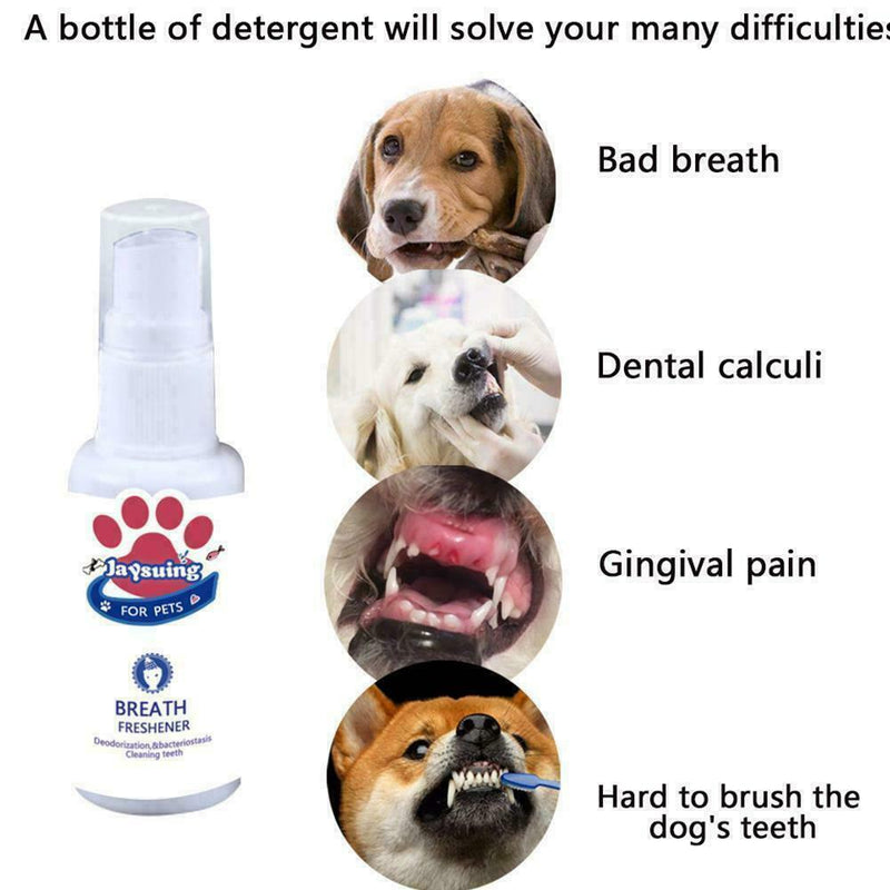 Pet Oral Cleanser Breath Freshener Spray Dog Cat Oral Healthy Dental Care Y5I1