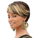 Brazilian Women Synthetic Mixed Blonde Short Curly Wavy Wig Full Hair Wigs +Net