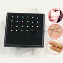 24X Tiny Surgical Steel Nose Studs Ring Mixed Rhinestone Body Piercing Jewelry