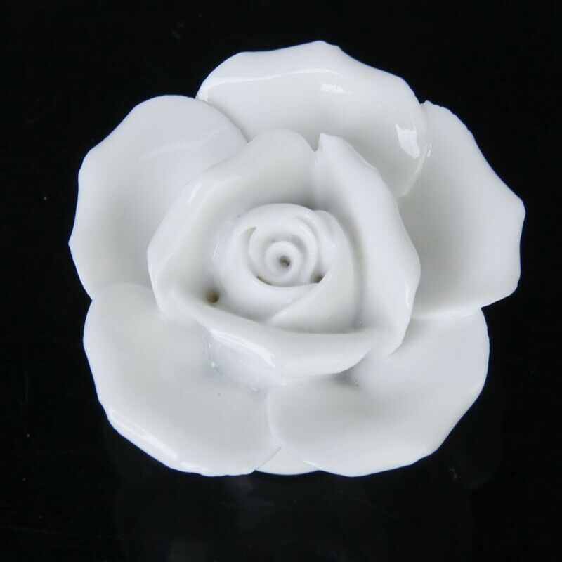 1 x Rose Flower Ceramic Kitchen Furniture Cabinet Cupboard Handle Pull Knob