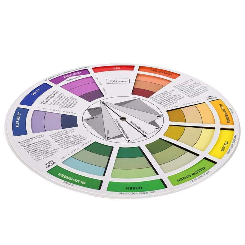 Pro Tattoo Nail Pigment 12 Color Wheel Paper Card Guide Round Circle Rotates