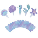 20pcs Mermaid Cake Border Baby Shower Wedding Cake Topper Decorations Wrapper ME