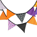 12 Flags Halloween Purple Black Orange Cotton Fabric Bunting Pennant Banner