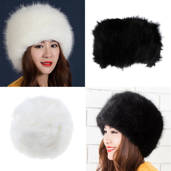 2 Pieces Women Cossack Hats Faux Fur Caps Luxury Premium Winter Russian Hat