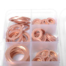 120pcs Assorted Copper Washer Set Flat Ring Seal Assortment Kit with Box
