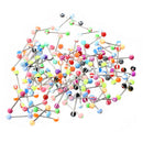 100X 316L STEEL MULTICOLOR BARBELL TONGUE PIERCING