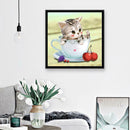 5D DIY Diamond Painting Cute Cup Cat Cross Stitch Embroidery Mosaic Kits