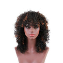 Dark Brown Synthetic Kinky Curly Wigs for Women Ombre Short Blonde Wig Afri