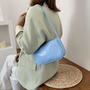 Alligator Pattern Handbag Women Leather Retro Totes Shoulder Bag (Blue)