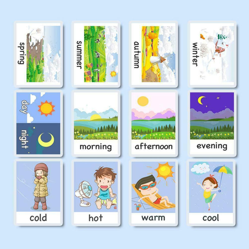 12Pcs Puzzle Early Learning Card English Word Flash Card Baby Training Card