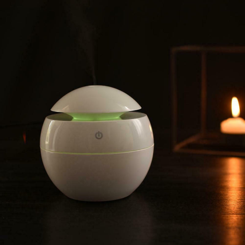 LED USB Induction Wood Grain Humidifier Ultrasonic Air Diffuser(White)