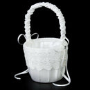 Satin Lace Embellished Wedding Flower Girl Basket---White