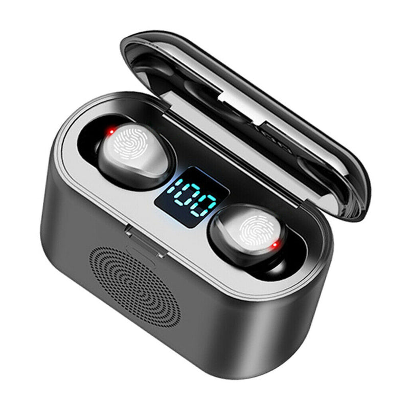 Waterproof F9 TWS LED Double In-Ear Earbuds Earpieces Headphones + Speaker