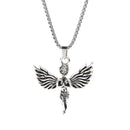 Korean Retro Hip Hop Angel Wings Pendant Stainless Steel Necklace Couple Jewe BX