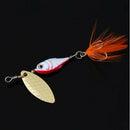 5pcs Fishing Lure Spoon Bait Fish Hook Tackle Rotate Sequins Feathers