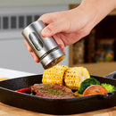 1X(Stainless Steel Seasoning Condiment Jar Glass Spice Pepper Salt Shakers