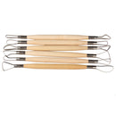 6PCS Wood Handle Wax Pottery Clay Sculpture Carving Tool DIY Craft Set