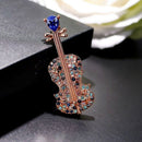 Fashion Violin Brooches For Women Crystal Instruments Lapel Brooch Pins Fem L5F8