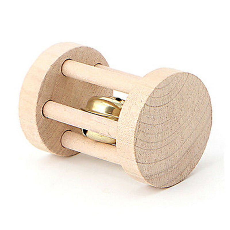 1PC Natural Wood Chew Toys Bell Roller Dumbells For Pet Rabbits Hamsters Rat MO