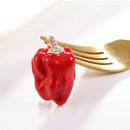 Vivid Green Pepper Brooch Pin Shape Brooch Hijab Needle Red Vegetable Brooc
