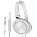 Wired Computer Headset Stereo Heavy Bass Earphones Over Ear White with Mic