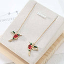 2 Pairs Hummingbird Earrings Ear Stud Threader Long Drop Tassel Crystal Dangle