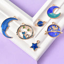 24Pcs/Set Enamel Cat Moon Star Earth Planet Charms Pendant DIY Jewelry Making FT