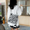 Portable Zebra Canvas Shoulder Tote Women Large Capacity Tote Crossbody Bag