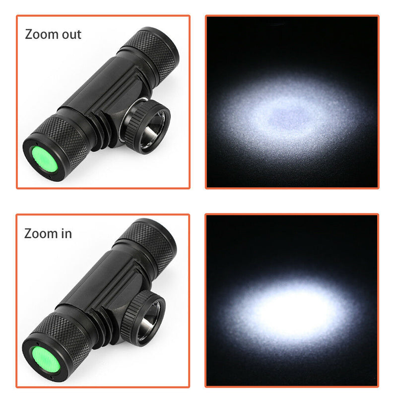 L2LED Headlight Zoomab Head Outdoor Sport Headlamp Camping Fishing Hunting US Gw